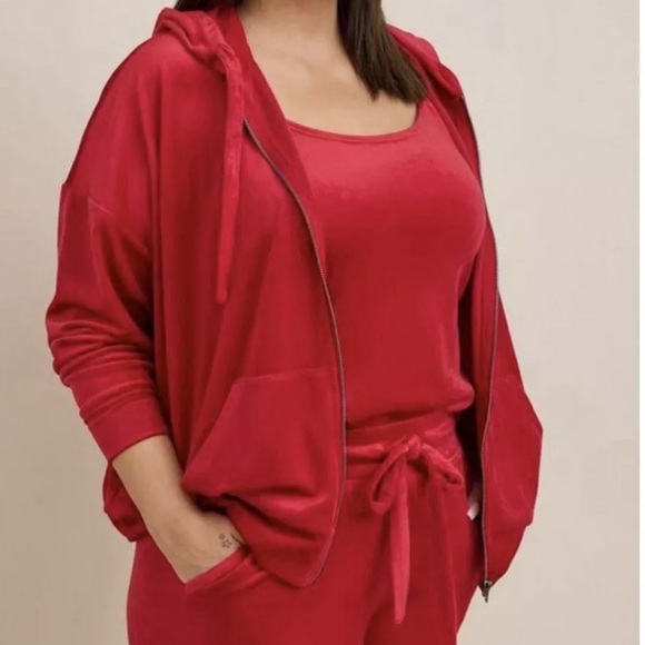 Torrid Red Velour Zip Front Long Sleeve Relaxed Lounge Hoodie Size 2X(c6 - Picture 1 of 9